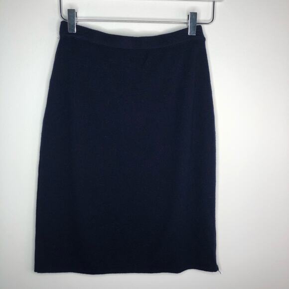 Adolfo Collectibles Wool Blend Knit Skirt Navy S - Picture 2 of 5